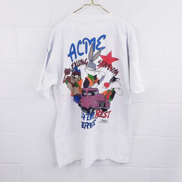 Vintage Looney Tunes Shirt Mens XL Acme Gas Station Graphic Freeze 90s 1994 - Picture 3 of 14